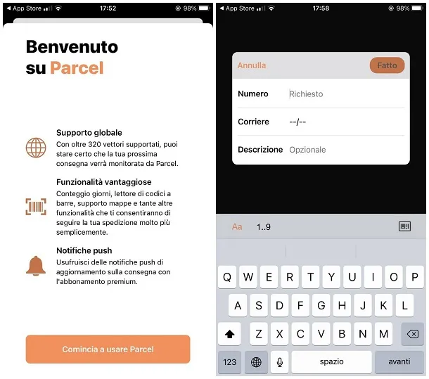 App per tracciare i pacchi